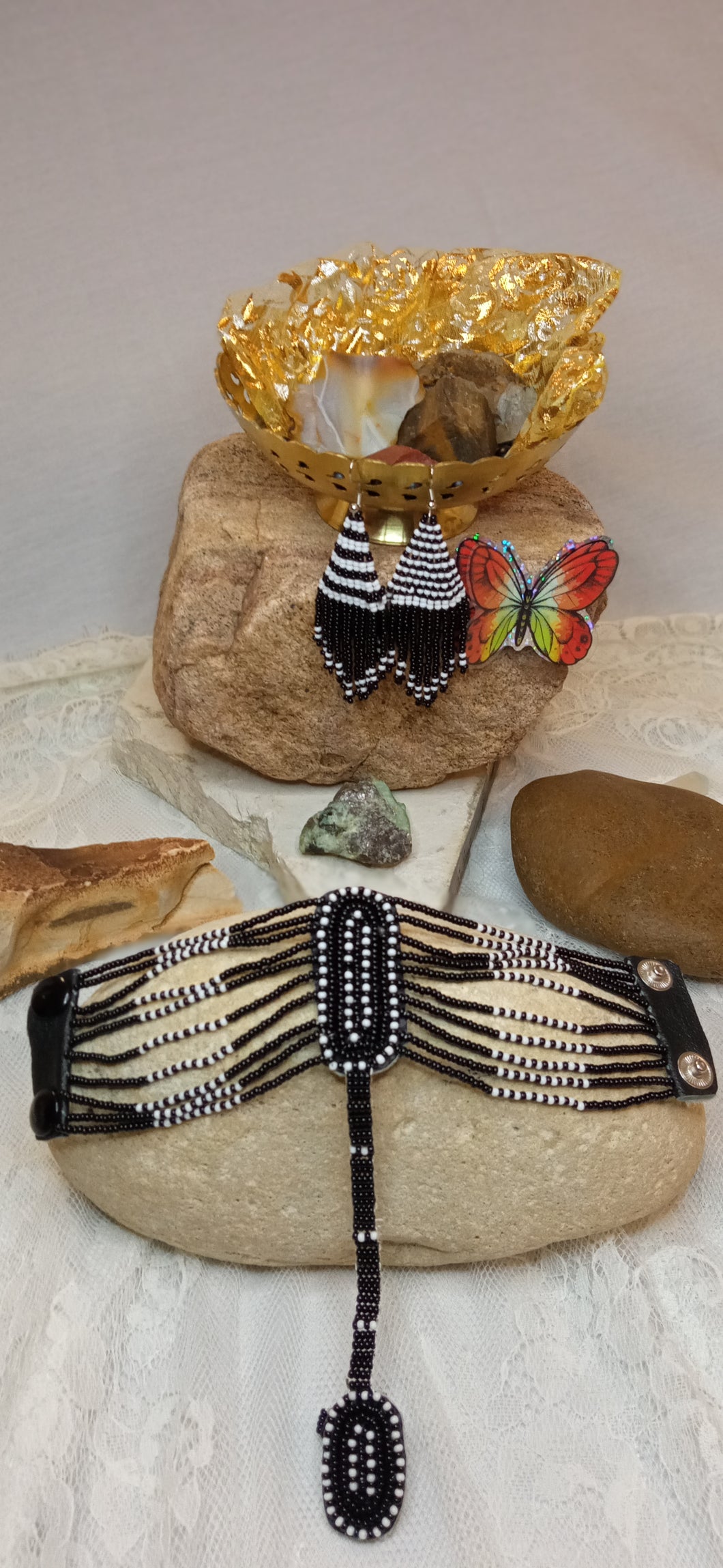 Beaded Earring and Bracelet/Ring Set