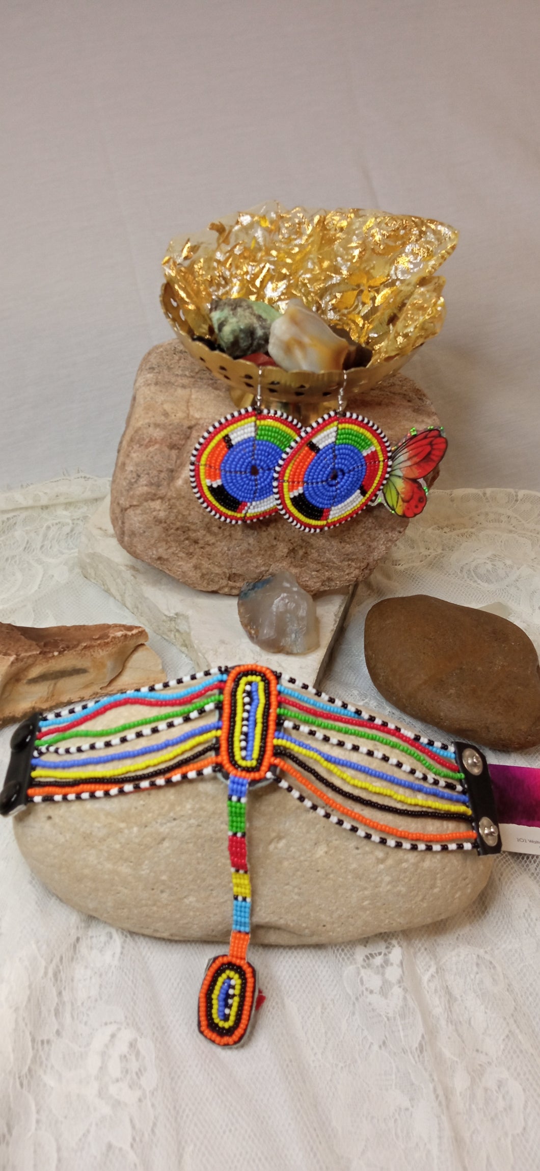 Beaded Earrings and Bracelet/Ring Set