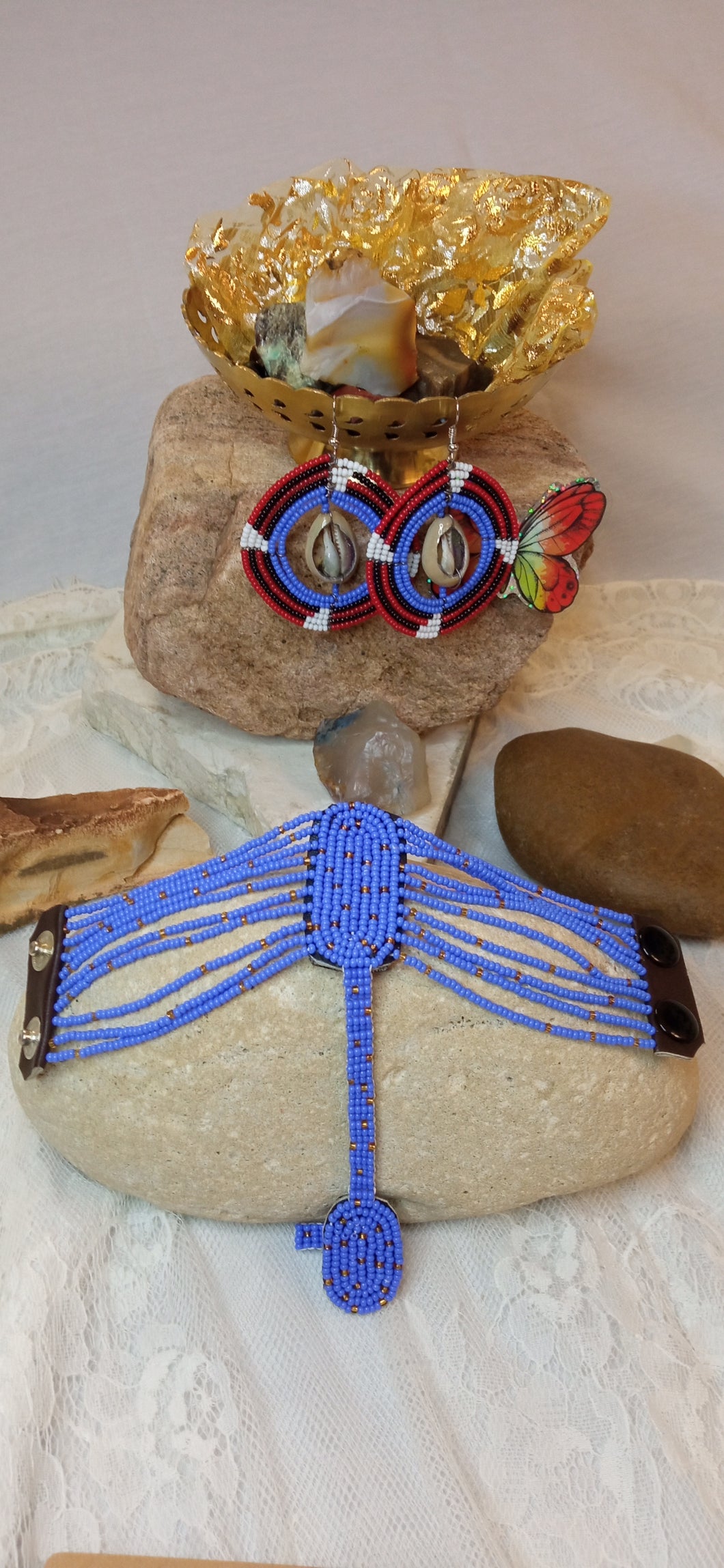 Beaded Earrings and Bracelet/Ring Set