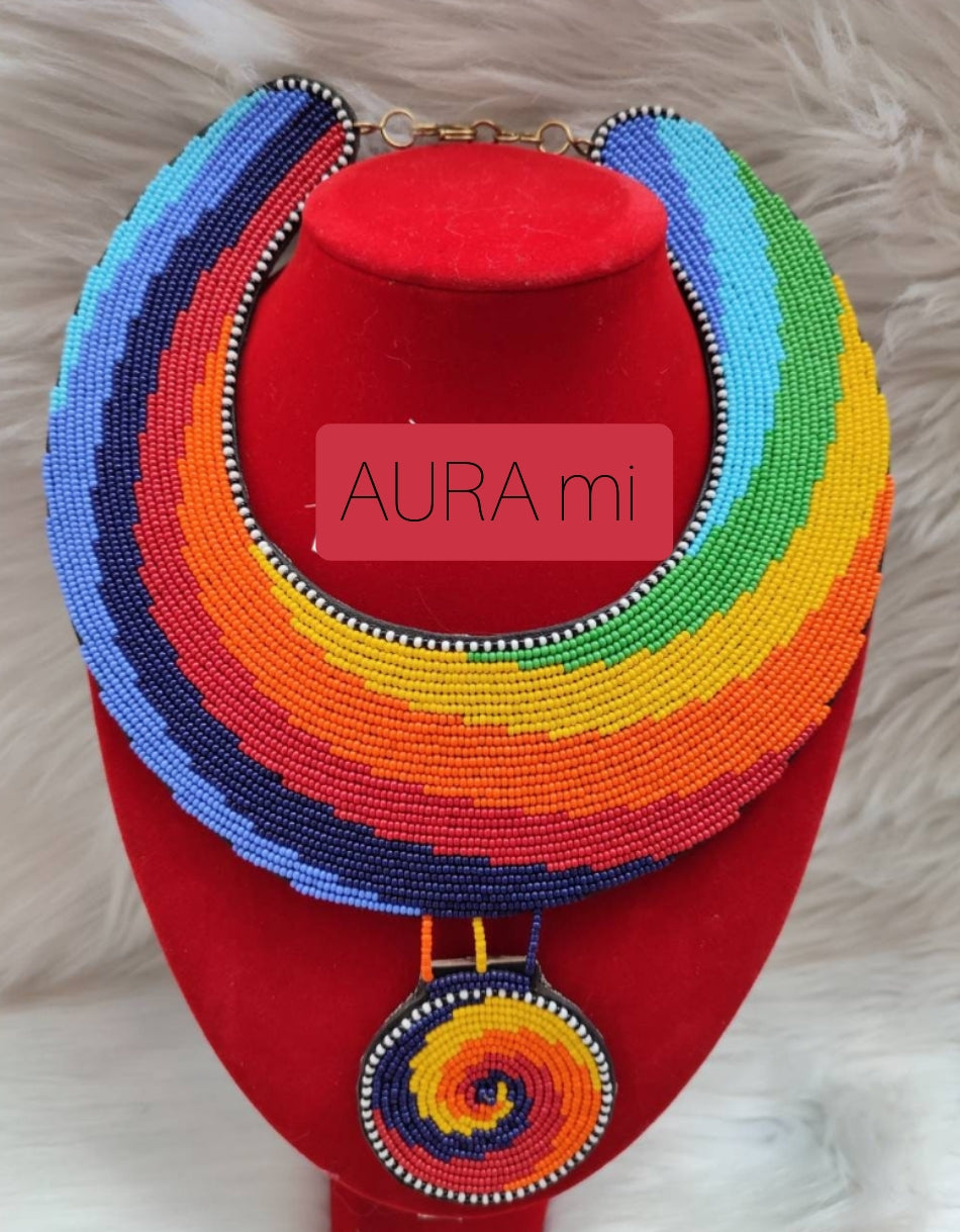 Beaded Leather Aura Necklace