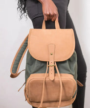 Load image into Gallery viewer, Leather and Canvas Safari Bag/Backpack
